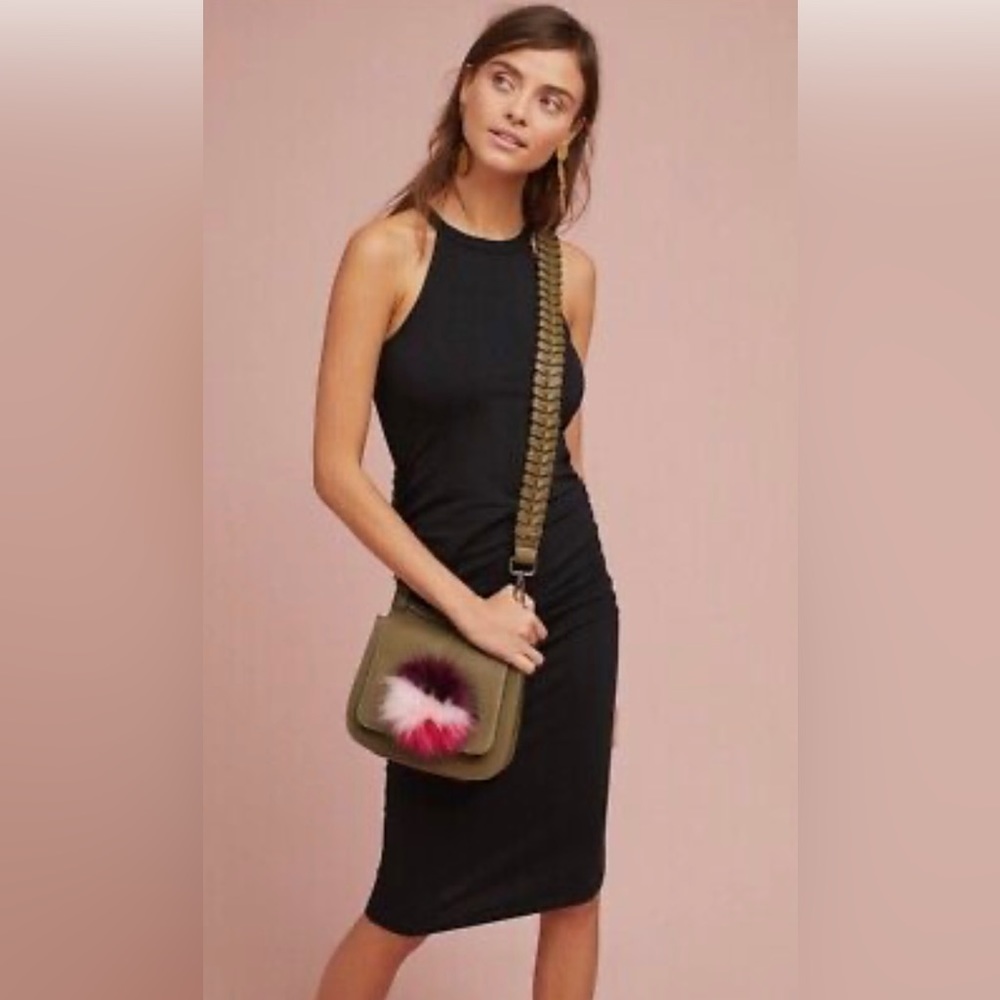Michael Stars NWT Halter Midi Black dress soft cotton jersey stretch. - Picture 1 of 13